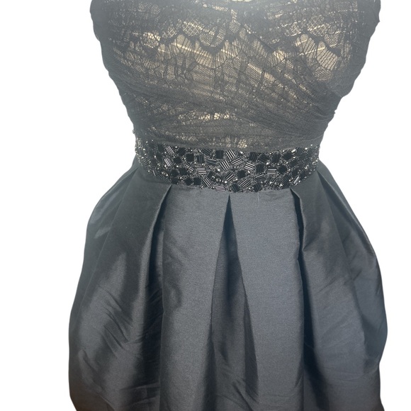 Monique Lhuillier ML Strapless Sweetheart Bubble Hem Cocktail Dress Black Sz 2 - Picture 4 of 12